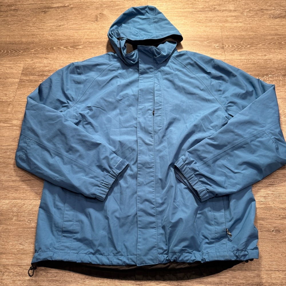 Eddie Bauer Jacket Mens XL Tall Blue‎ Performance Systems Hooded Hiking Parka